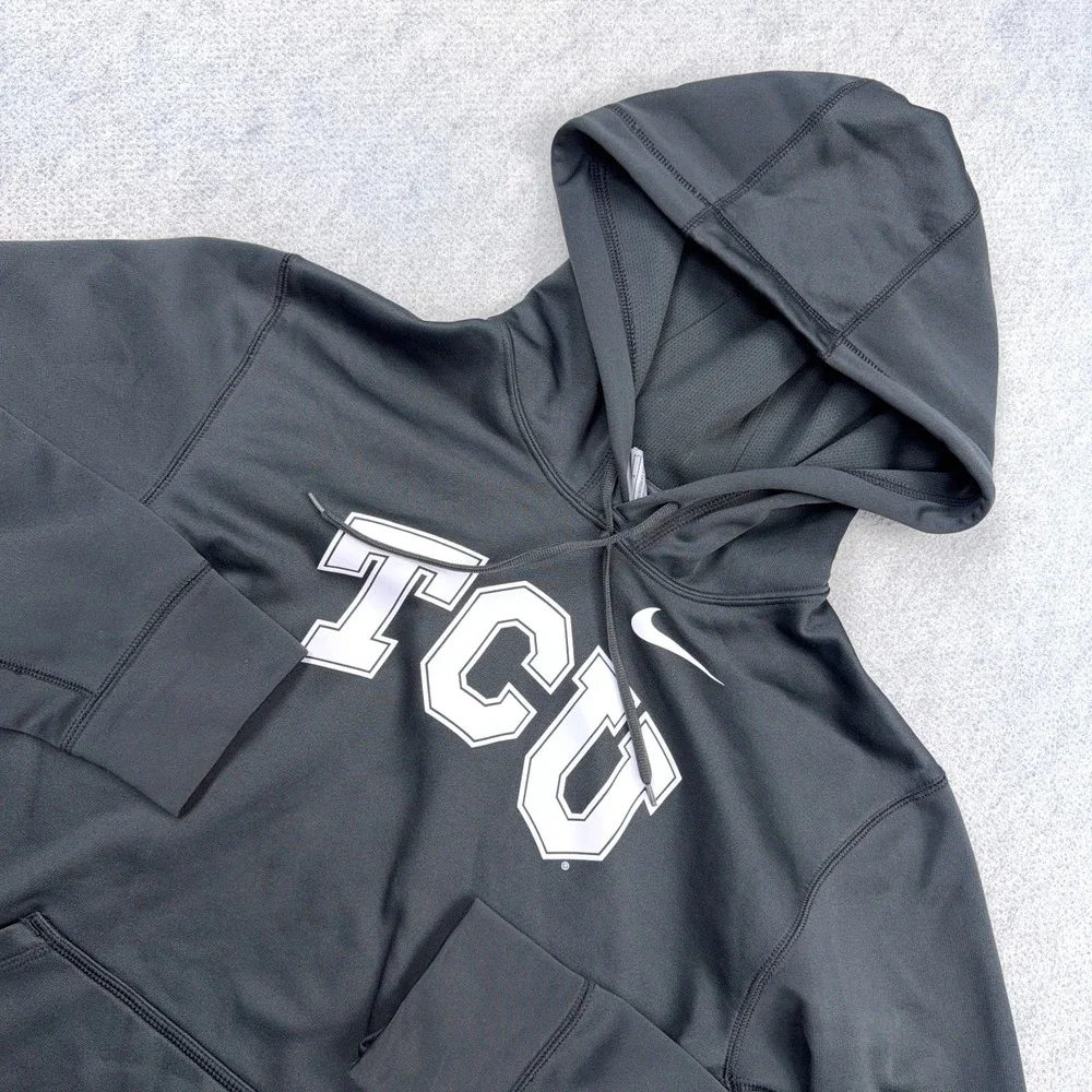 TCU Horned Frogs Hoodie Men Small Gray Nike Therma Dri Fit Sweatshirt Adult